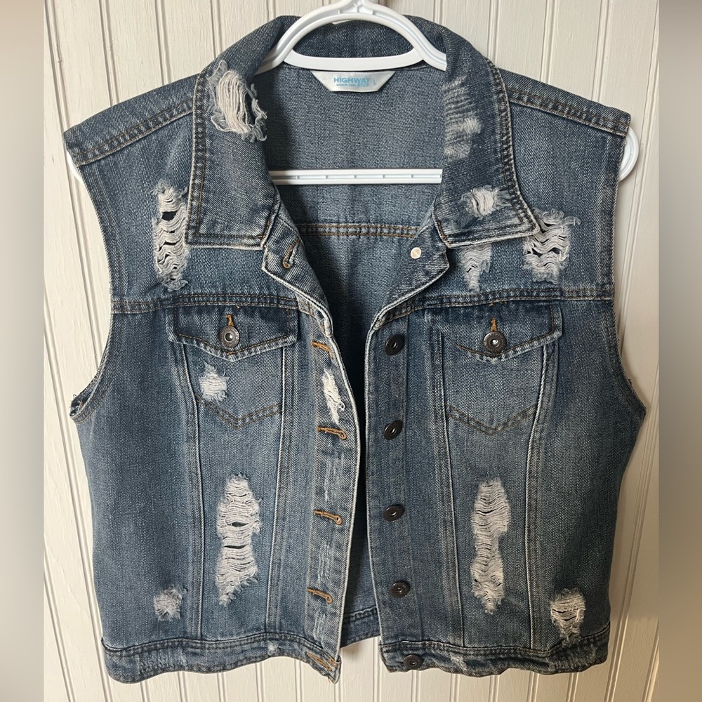 Highway Jeans Distressed Denim Vest